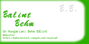 balint behm business card